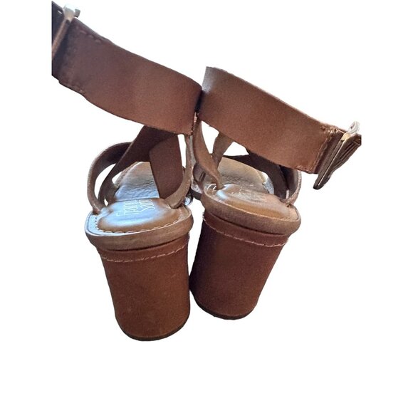 🍒 2/$20 🍒 Cognac Colored Heeled Strapped Sandal Franco Sarto sz 6.5 - Picture 4 of 6
